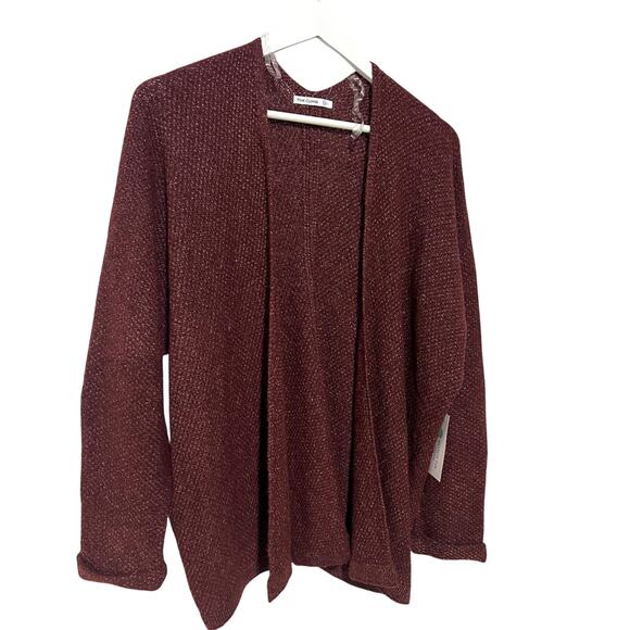 Pink Clover Open Front Relaxed Cardigan Sweater Burgundy Red Womens Large NEW - Picture 1 of 12